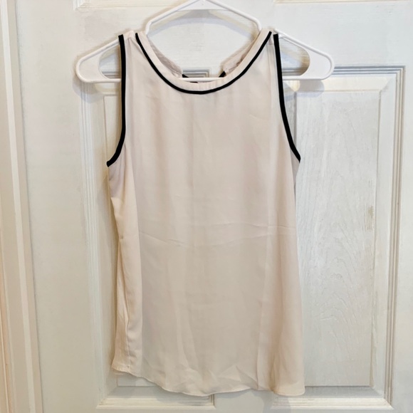 Ann Taylor Loft White Tank Black Tie Size XSP - Picture 2 of 4